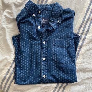 American Eagle denim patterned casual button down